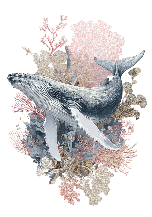 Oceanic Whale Drawing Vinyl Car Decal Sticker – Waterproof & UV-Resistant 8.6