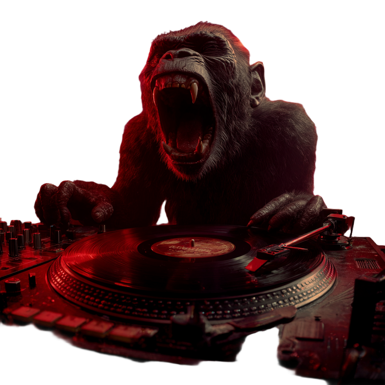 Horrifying Dj Monkey Vinyl Car Decal Sticker – Waterproof & UV-Resistant 3.4133333333333336"