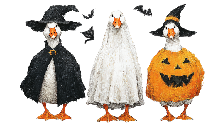 Costumed Halloween Geese V3 Vinyl Car Decal Sticker – Waterproof & UV-Resistant 2.72"