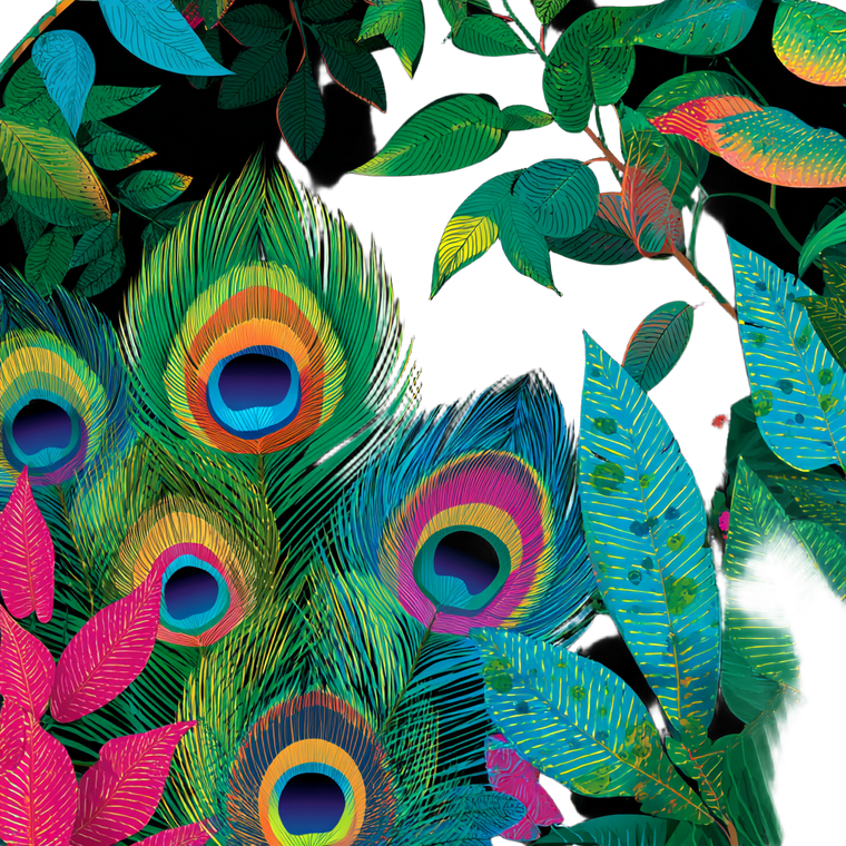 Peacock Feathers Vector Vinyl Car Decal Sticker – Waterproof & UV-Resistant 6.826666666666667"