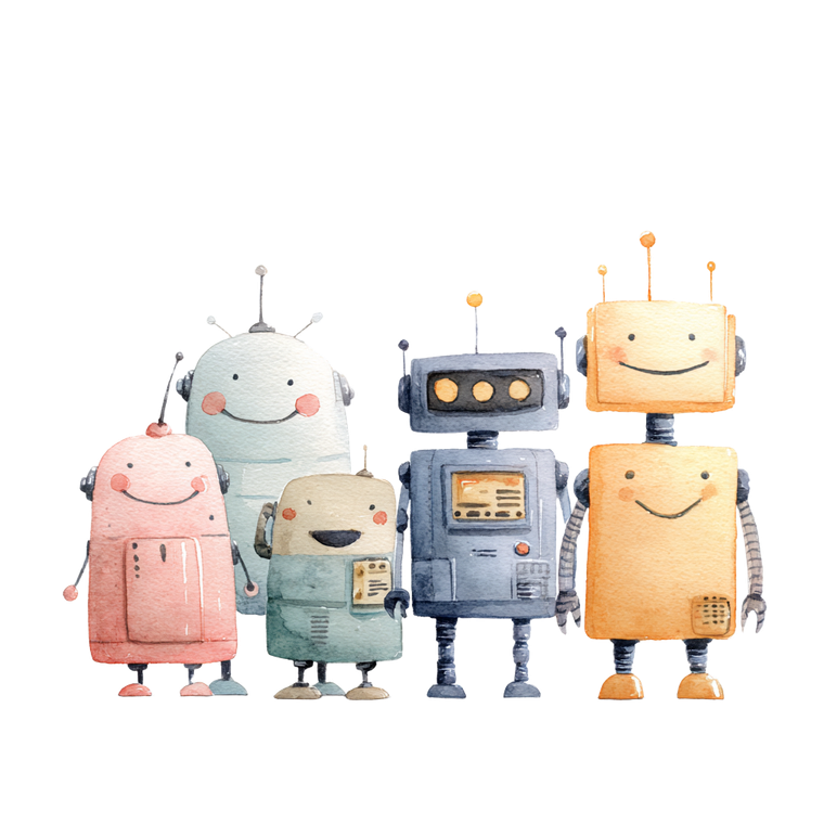 Cute Smiling Robots Vinyl Car Decal Sticker – Waterproof & UV-Resistant 6.826666666666667"