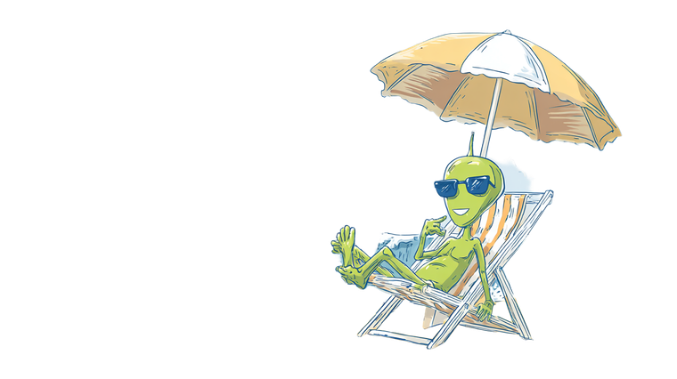 Alien Beach Lounging Vinyl Car Decal Sticker – Waterproof & UV-Resistant 2.72"