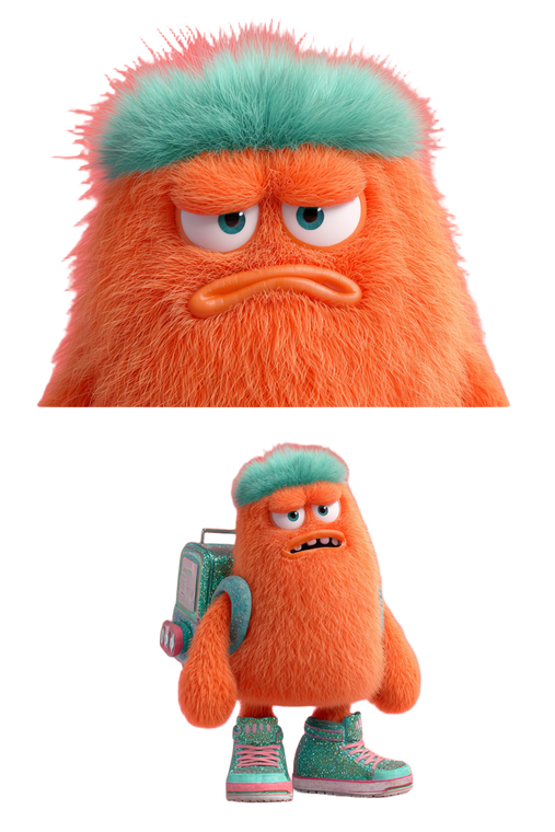 Fluffy Teal Monster Vinyl Car Decal Sticker – Waterproof & UV-Resistant 8.96"