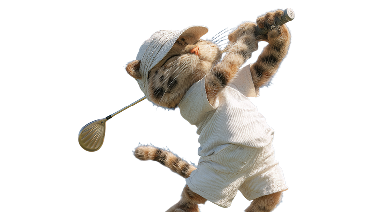 Cat Playing Golf Vinyl Car Decal Sticker – Waterproof & UV-Resistant 5.4