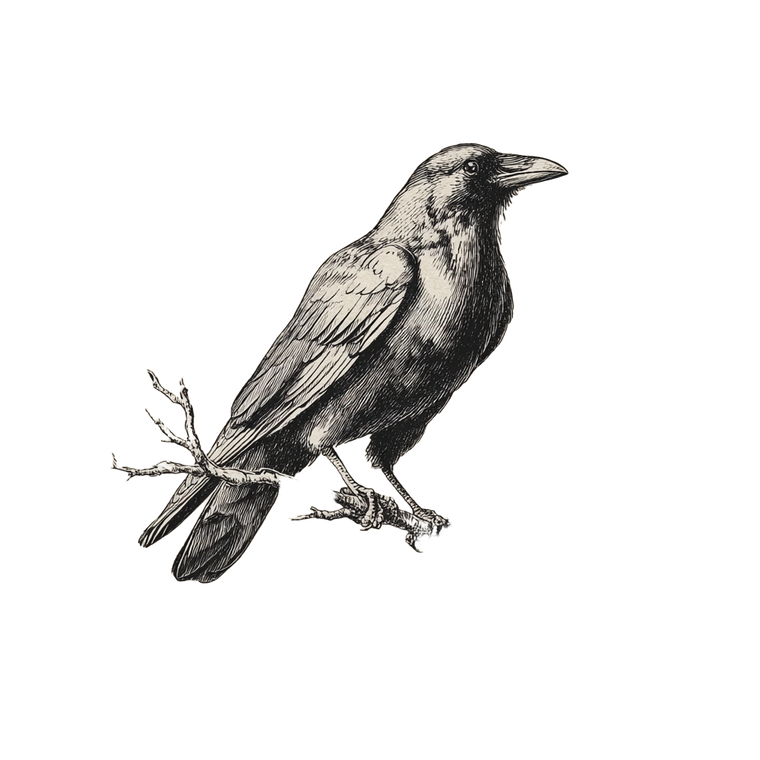 Vintage Raven Engraving Vinyl Car Decal Sticker – Waterproof & UV-Resistant 3.4133333333333336"