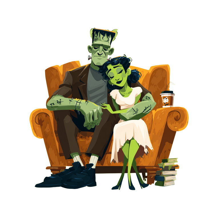 Frankenstein'S Cuddling Bride Vinyl Car Decal Sticker – Waterproof & UV-Resistant 6.826666666666667"