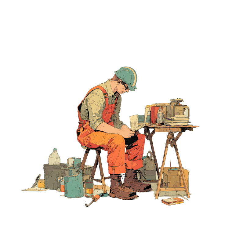 Worker Illustration Vinyl Car Decal Sticker – Waterproof & UV-Resistant 6.826666666666667"