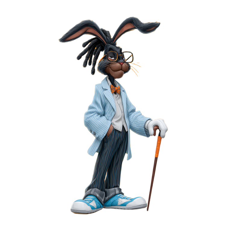 Classy Carrot-Cane Bunny Vinyl Car Decal Sticker – Waterproof & UV-Resistant 3.4133333333333336"