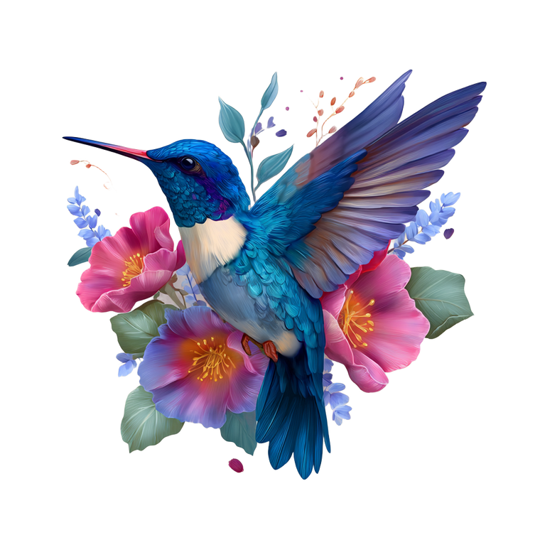 Hummingbird With Flowers Vinyl Car Decal Sticker – Waterproof & UV-Resistant 3.4133333333333336"