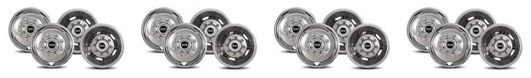 4x Transform your Chevrolet Silverado 3500 HD with 17 Inch 8 Lug Wheel Simulators | Set of 4 Polished Stainless Steel Simulators with Bolt-On Installation