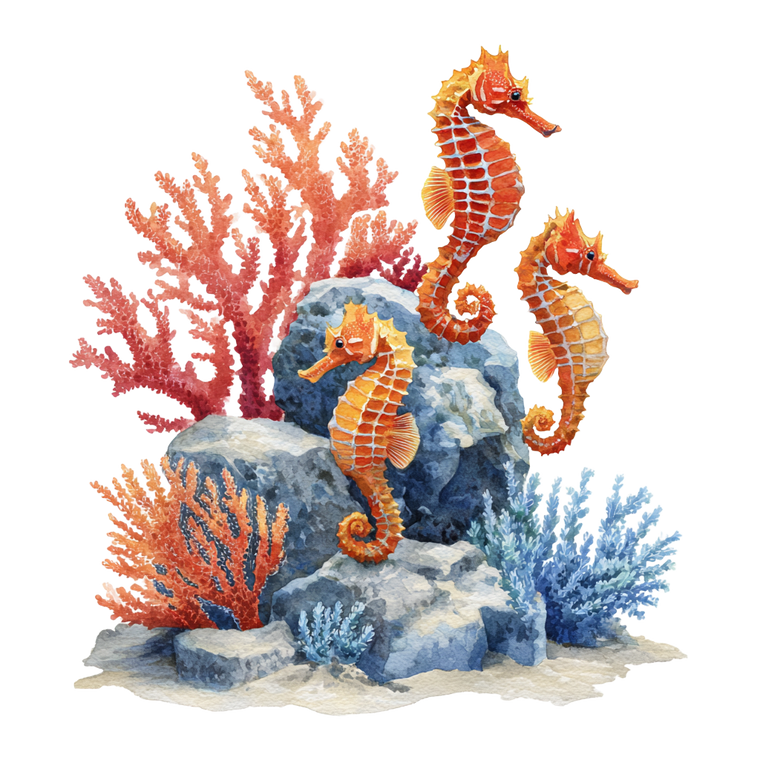 Seahorses On Coral Vinyl Car Decal Sticker – Waterproof & UV-Resistant 3.4133333333333336"