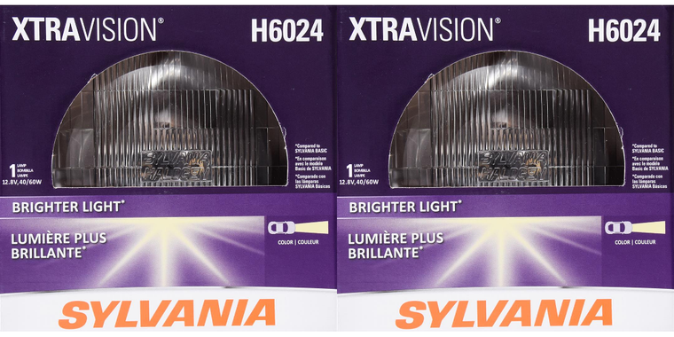 2x Sylvania Silverstar XtraVision H6024 Halogen Sealed Beam Headlight Bulb | Improved Visibility | Direct Replacement | DOT Compliant