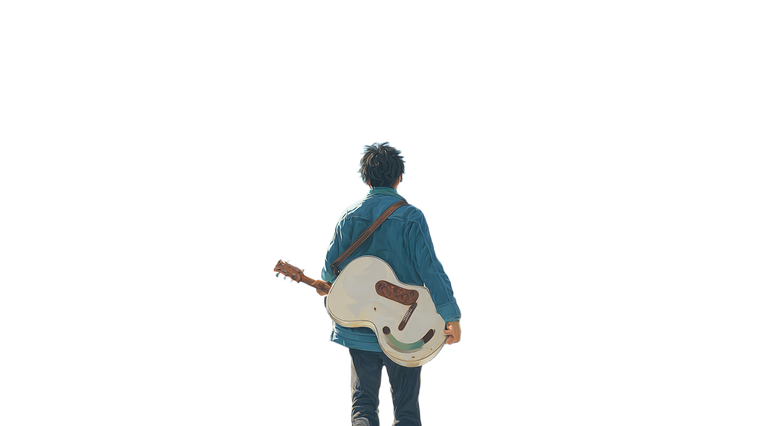 Student With Guitar Vinyl Car Decal Sticker – Waterproof & UV-Resistant 2.72"
