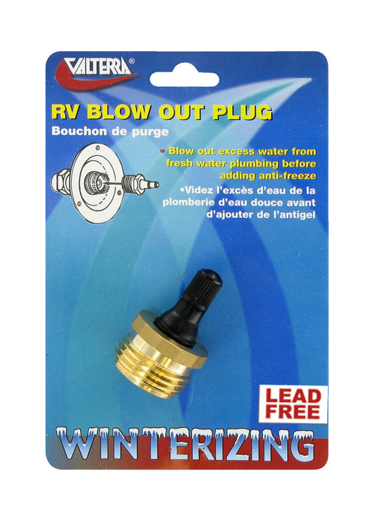Valterra Blow Out Plug | Easy Excess Water Removal | Lead-Free Brass | Single Pack