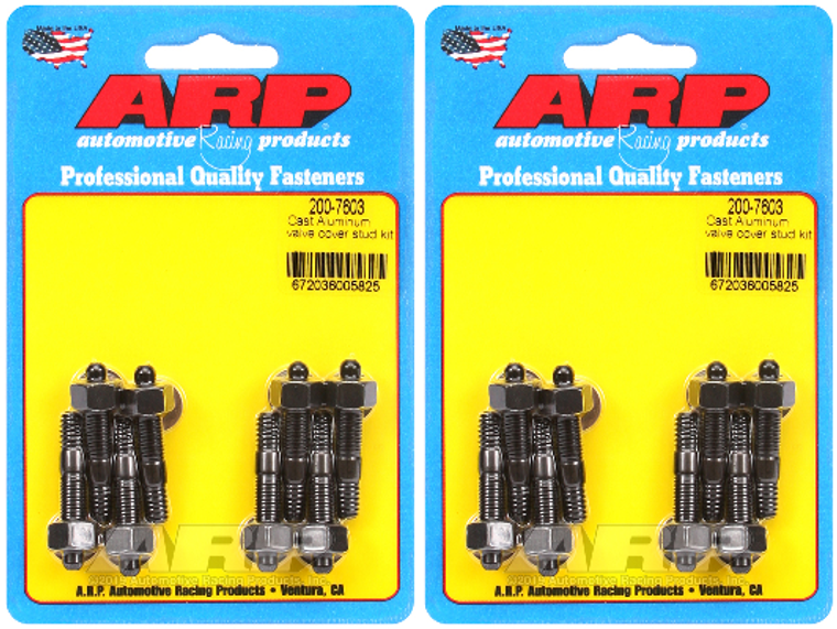 2x ARP Auto Racing Valve Cover Stud Set | 1.500 Inch Hex Chrome Moly Nuts/Washers | Black Oxide 1/4 Inch Thread