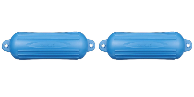 2x Attwood Marine SoftSide Boat Fender | Ribbed Cylinder | Blue | Double-Molded | Made in USA
