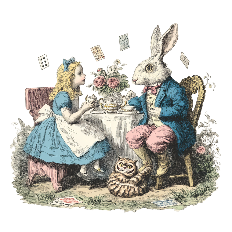 Alice Tea Party V2 Vinyl Car Decal Sticker – Waterproof & UV-Resistant 3.4133333333333336"