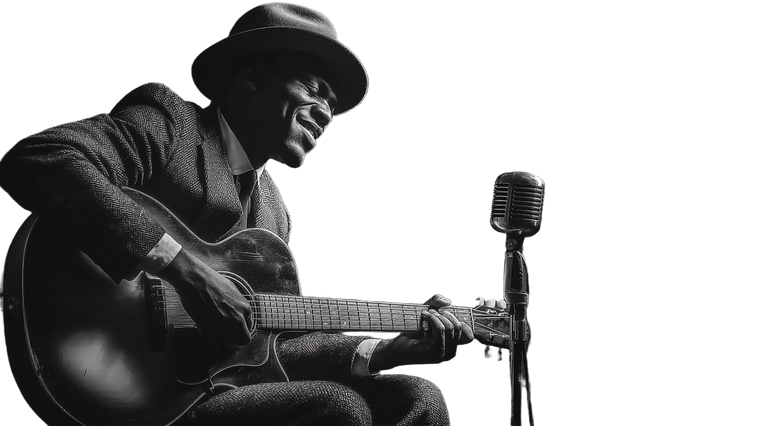 Blues Guitarist Spotlight Vinyl Car Decal Sticker – Waterproof & UV-Resistant 2.72"