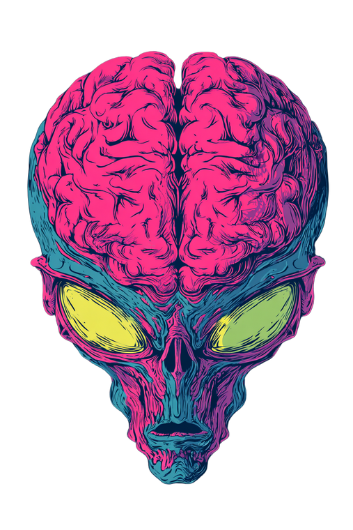 Alien Head Illustration Vinyl Car Decal Sticker – Waterproof & UV-Resistant 4.4