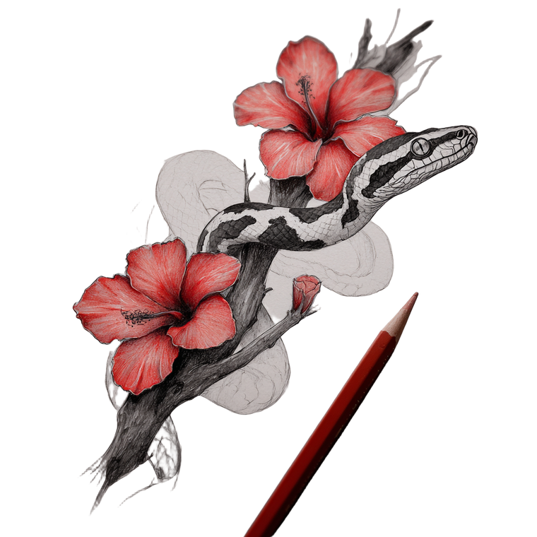 Snake And Flowers Tattoo Vinyl Car Decal Sticker – Waterproof & UV-Resistant 3.4133333333333336"
