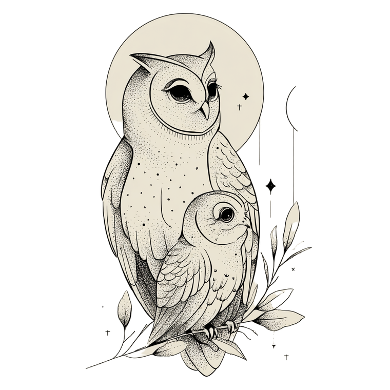 Owl Tattoo Linework Vinyl Car Decal Sticker – Waterproof & UV-Resistant 3.4133333333333336"