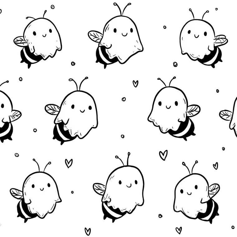 Cute Ghost Bees V2 Vinyl Car Decal Sticker – Waterproof & UV-Resistant 6.826666666666667"