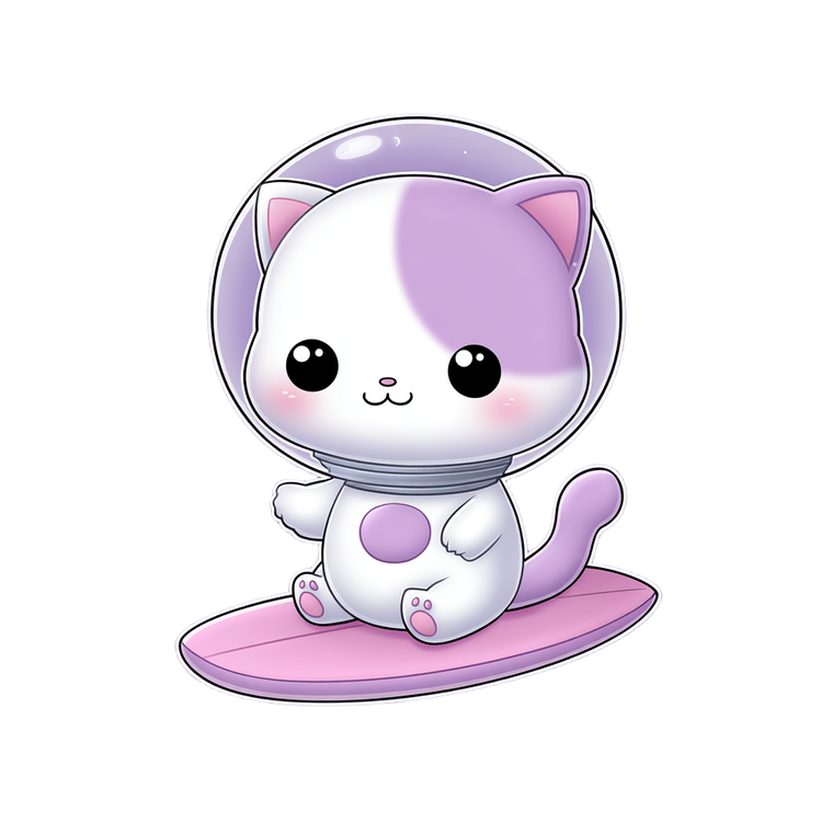 Astronaut Kitten Surfing Vinyl Car Decal Sticker – Waterproof & UV-Resistant 6.826666666666667"