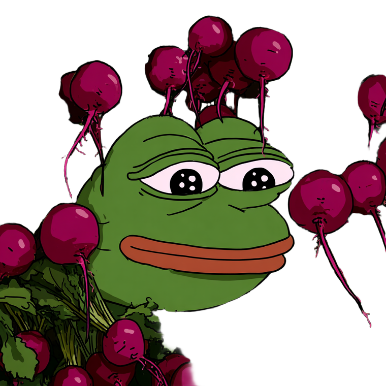 Pepe With Radishes Vinyl Car Decal Sticker – Waterproof & UV-Resistant 3.4133333333333336"