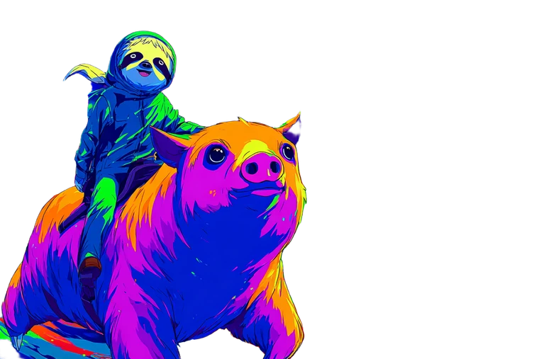 Sloth Riding Pig V2 Vinyl Car Decal Sticker – Waterproof & UV-Resistant 2.986666666666667"