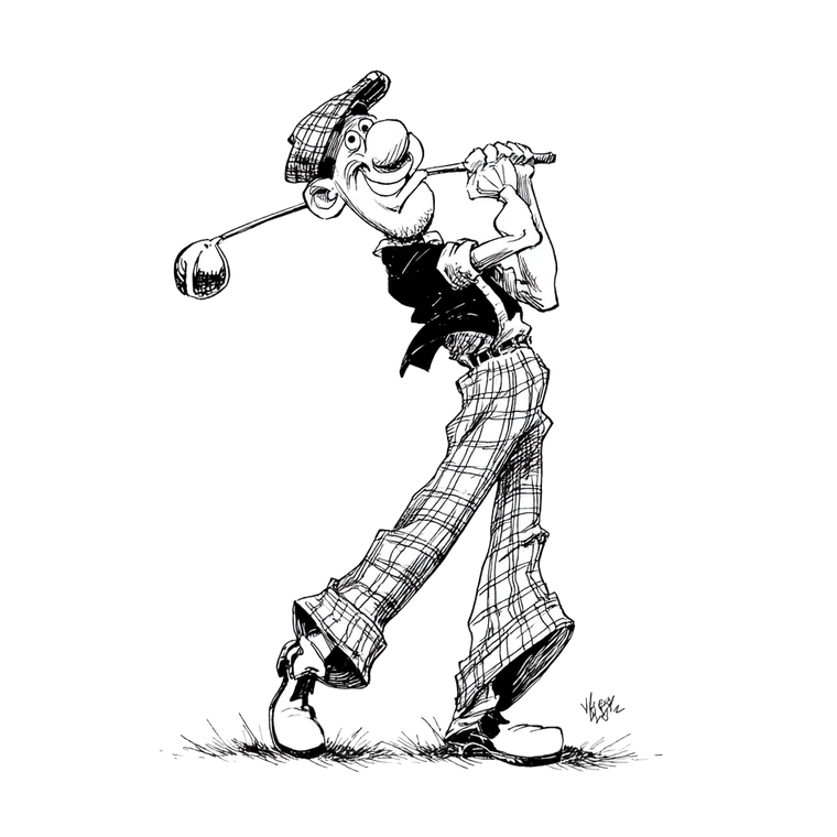 Humorous Golfer Illustration Vinyl Car Decal Sticker – Waterproof & UV-Resistant 6.826666666666667"