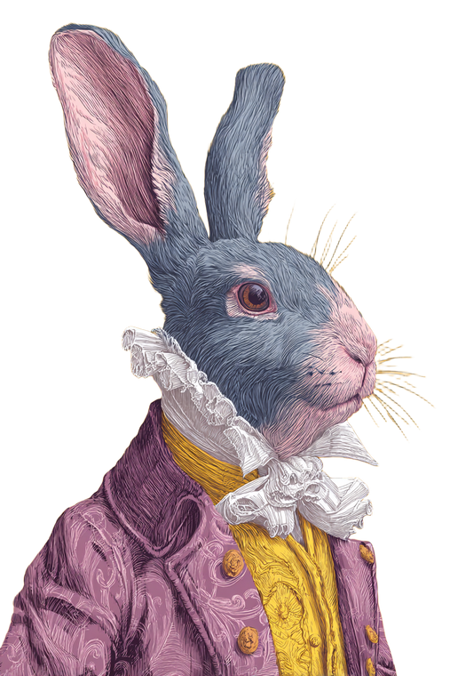 Aristocratic Rabbit Portrait Vinyl Car Decal Sticker – Waterproof & UV-Resistant 4.4