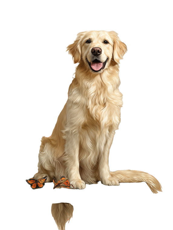 Golden Retriever With Butterflies Vinyl Car Decal Sticker – Waterproof & UV-Resistant 4.1066666666666665"