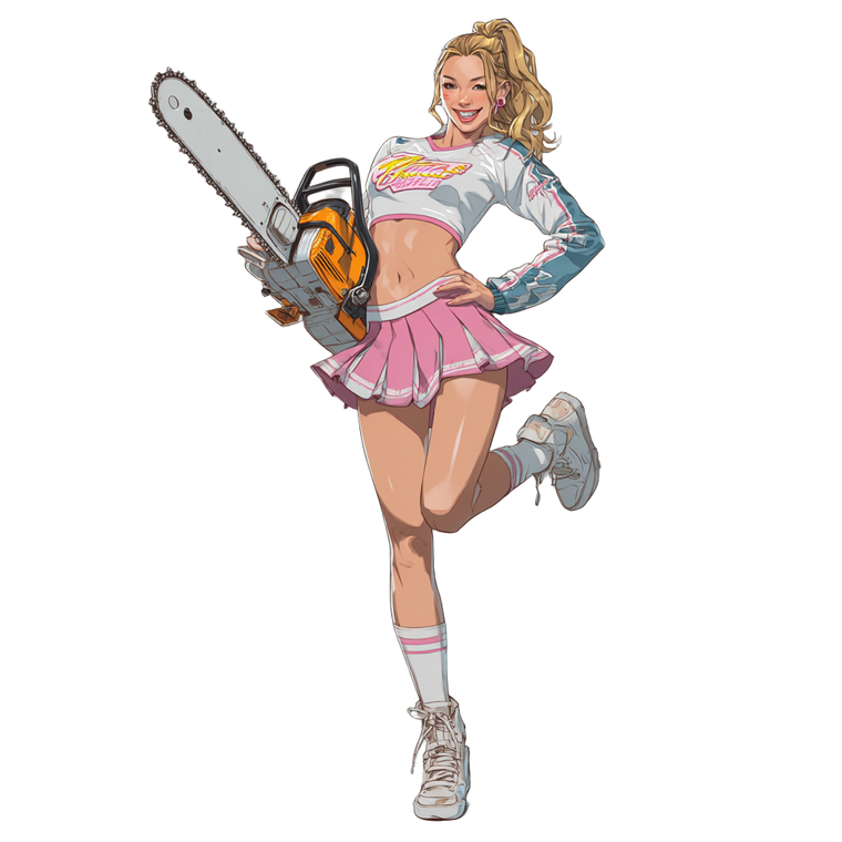 Cheerleader With Chainsaw V2 Vinyl Car Decal Sticker – Waterproof & UV-Resistant 6.826666666666667"