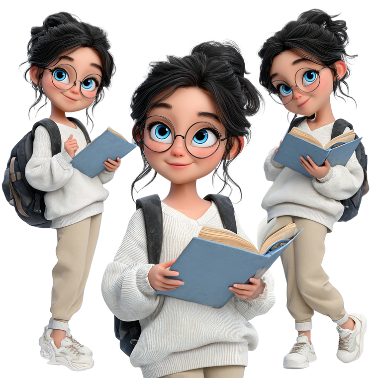 Happy Schoolgirl Avatar Vinyl Car Decal Sticker – Waterproof & UV-Resistant 6.826666666666667"