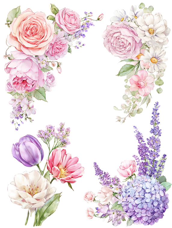 Pastel Flower Decorations Vinyl Car Decal Sticker – Waterproof & UV-Resistant 8.213333333333333"