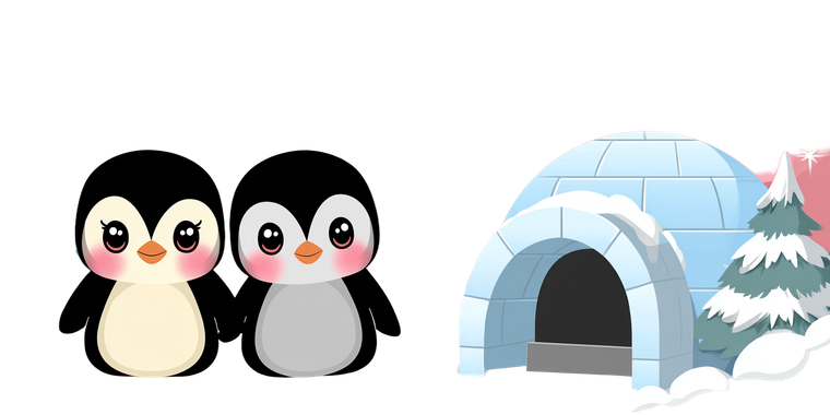 Cute Penguins Igloo Vinyl Car Decal Sticker – Waterproof & UV-Resistant 2.56"