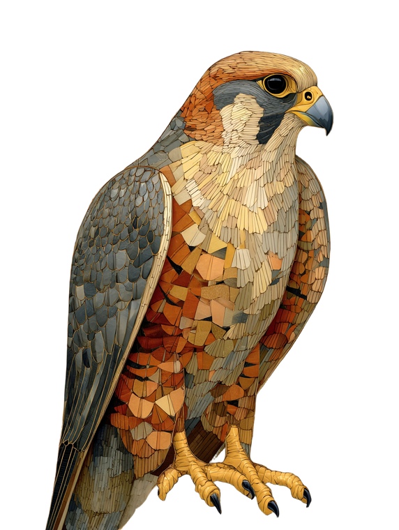 Mosaic Falcon Vinyl Car Decal Sticker – Waterproof & UV-Resistant 8.213333333333333"