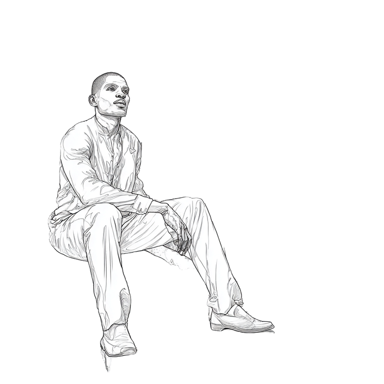 African Man Sitting V2 Vinyl Car Decal Sticker – Waterproof & UV-Resistant 3.4133333333333336"