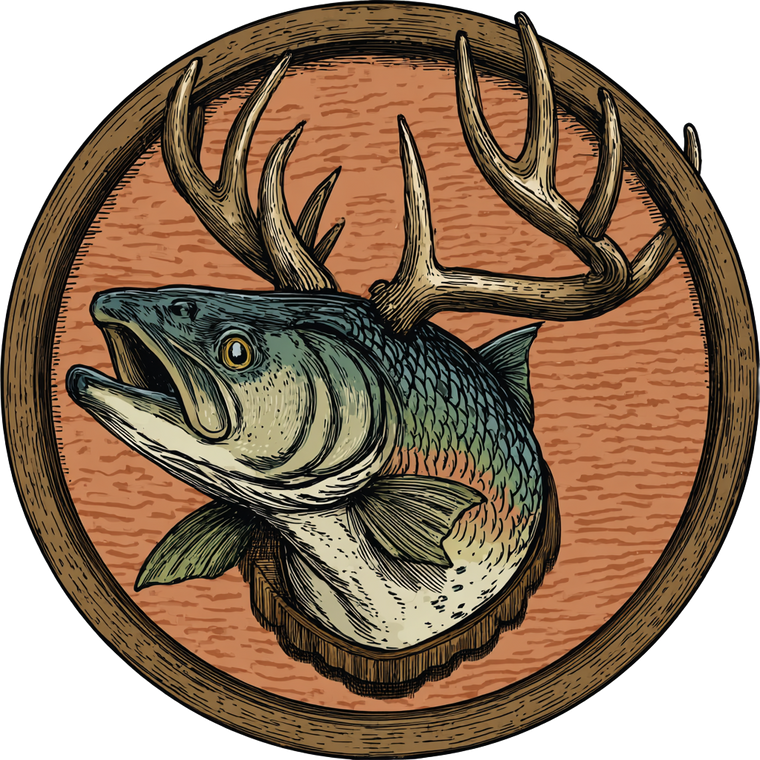 Fish Deer Logo Vinyl Car Decal Sticker – Waterproof & UV-Resistant 3.4133333333333336"