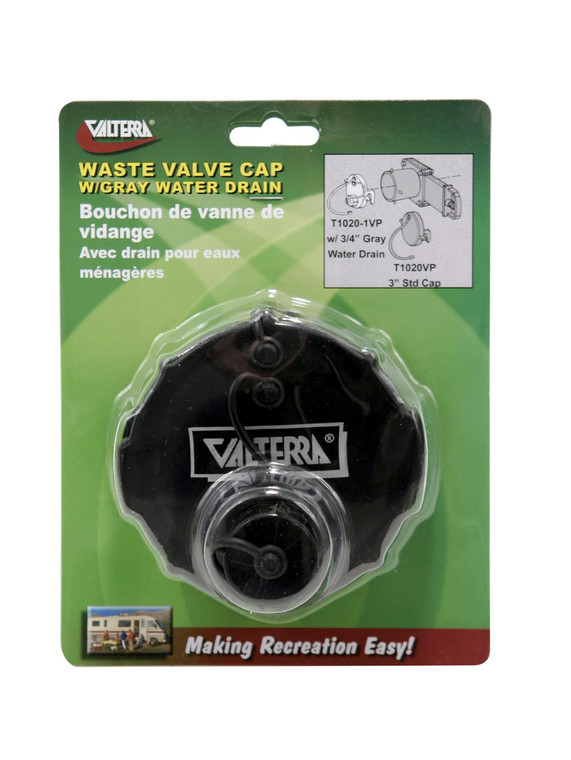 Valterra Bayonet Sewer Cap | Fits All Standard Waste Valve Systems | With Garden Hose Connector | Santoprene Seal | Black