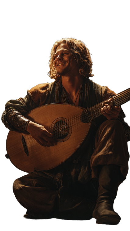 Lute Player Vinyl Car Decal Sticker – Waterproof & UV-Resistant 4.8533333333333335"