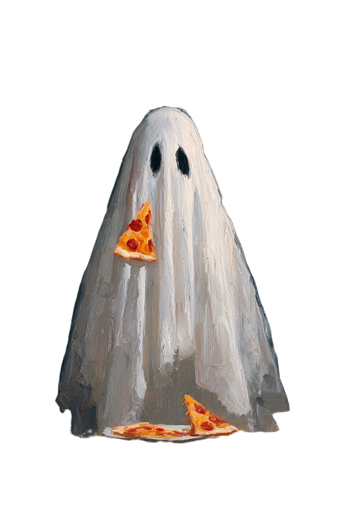 Cute Ghost Eating Pizza Vinyl Car Decal Sticker – Waterproof & UV-Resistant 4.4