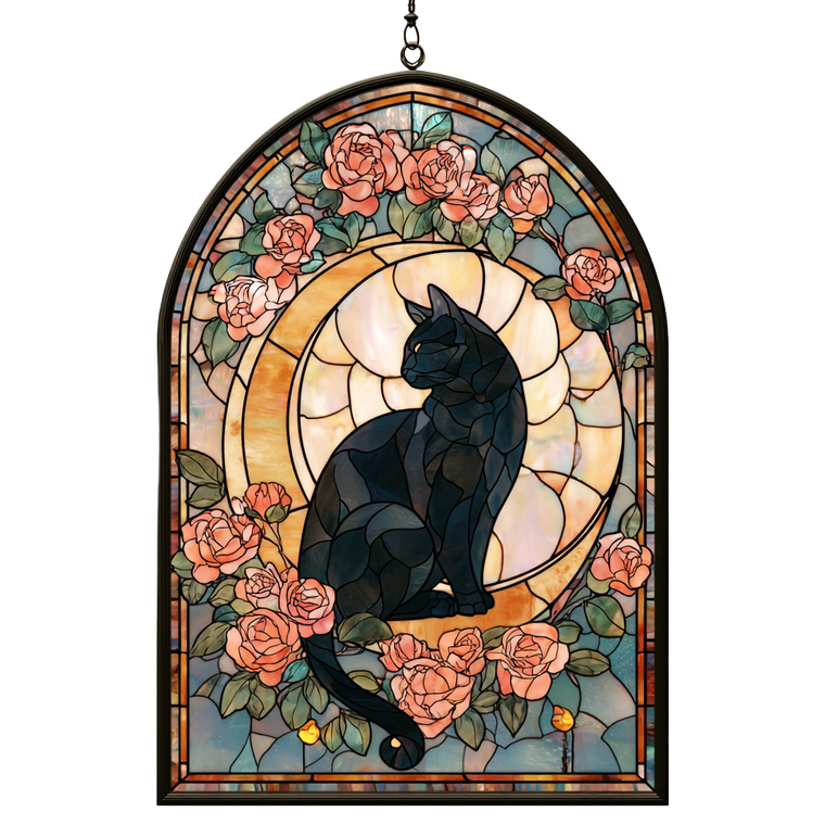 Stained Glass Cat V16 Vinyl Car Decal Sticker – Waterproof & UV-Resistant 6.826666666666667"