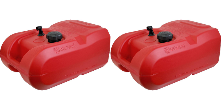 2x Attwood Marine HDPE/EVOH 6 Gallon Fuel Tank | Portable Gas Container for Outboard Engines, EPA/CARB Certified