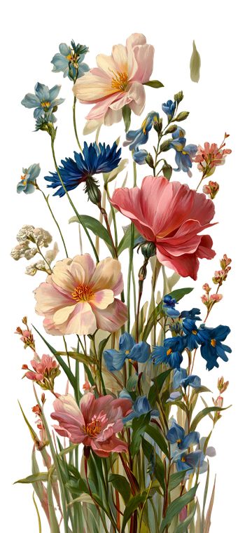 Vintage Wildflowers Illustration V2 Vinyl Car Decal Sticker – Waterproof & UV-Resistant 5.333333333333333"