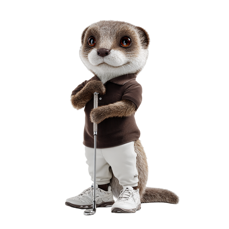 Golfing Weasel Mascot Vinyl Car Decal Sticker – Waterproof & UV-Resistant 6.826666666666667"