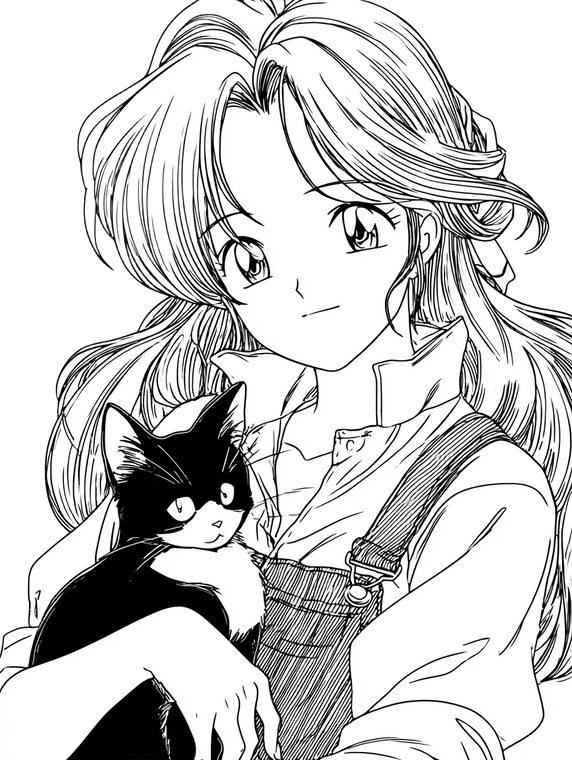 Anime Girl With Cat V19 Vinyl Car Decal Sticker – Waterproof & UV-Resistant 4.1066666666666665"