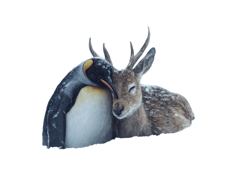 Penguin Deer Snuggle Vinyl Car Decal Sticker – Waterproof & UV-Resistant 6.1866666666666665"