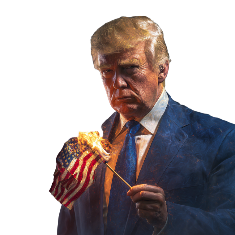 Trump Burning Flag Vinyl Car Decal Sticker – Waterproof & UV-Resistant 3.4133333333333336"