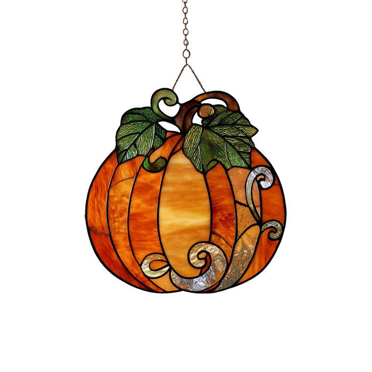 Stained Glass Pumpkin V5 Vinyl Car Decal Sticker – Waterproof & UV-Resistant 3.4133333333333336"